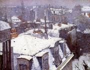 Gustave Caillebotte Snow-covered roofs in Paris painting